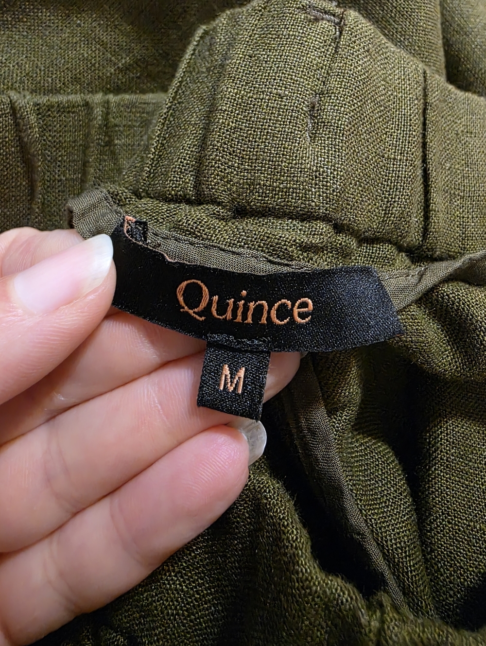 Quince Womens Green Linen Pull on Wide Leg Crop Pant Travel Minimalist Career - Picture 9 of 11